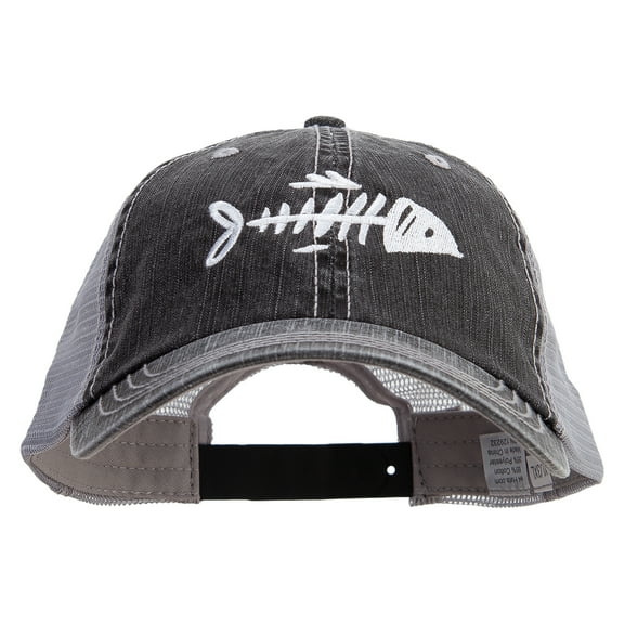 Fish Bone Big Size Special Cotton Low Profile Trucker Cap - Black XL-3XL