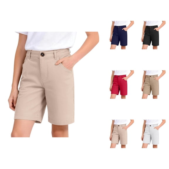 Boys Girls Dress Shorts with Pockets Summer Lightweight Elastic Waist Straight Leg Loose Shorts School Uniform 5-16 Years