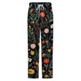 thumbnail image 5 of Dark Floral Textile Beautiful Design Winter Female Pants Flannel High Waist Women Pants Lady Warm Straight Leg Plush Trousers, 5 of 7