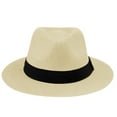 thumbnail image 2 of Women's Straw Fedora Hat Cuban Panama Wide Brim Summer Beach, 2 of 2