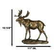 thumbnail image 3 of Realistic Large Bull Moose Statue In Gold Patina 11" W Rustic Elk Deer Accent, 3 of 9