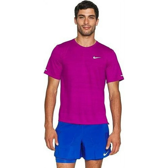Nike Men's Dri-FIT Miler Short-Sleeve Running Top Purple NWT Size Medium