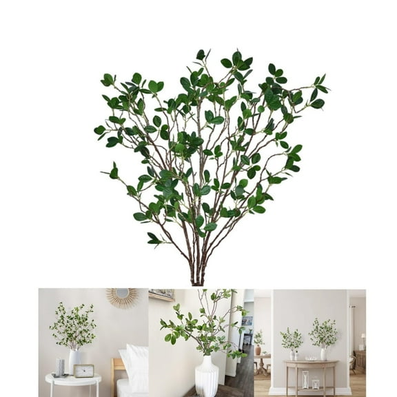 Faux Branches,Artificial Green Ficus Leaves,3Pack Faux Ficus Twig Greenery Artificial Branches for Vase,Garden,Home,Office,Wedding Decoration,40.6In