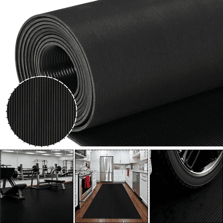 OVYEOFR Corrugated Rubber Floor Mat 3.3ft x 9.8ft Fine Rib Rubber Mat Non-Slip Garage Flooring for Indoor Outdoor Floor Protection