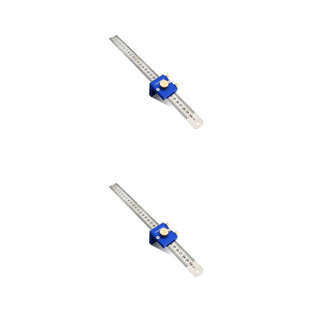 Riwesomey Regla de trazado de acero inoxidable de 30cm, regla portátil anticorrosiva de ángulo para carpintería, reglas metalúrgicas, accesorios Azul 2piezas Riwesomey CBP582108