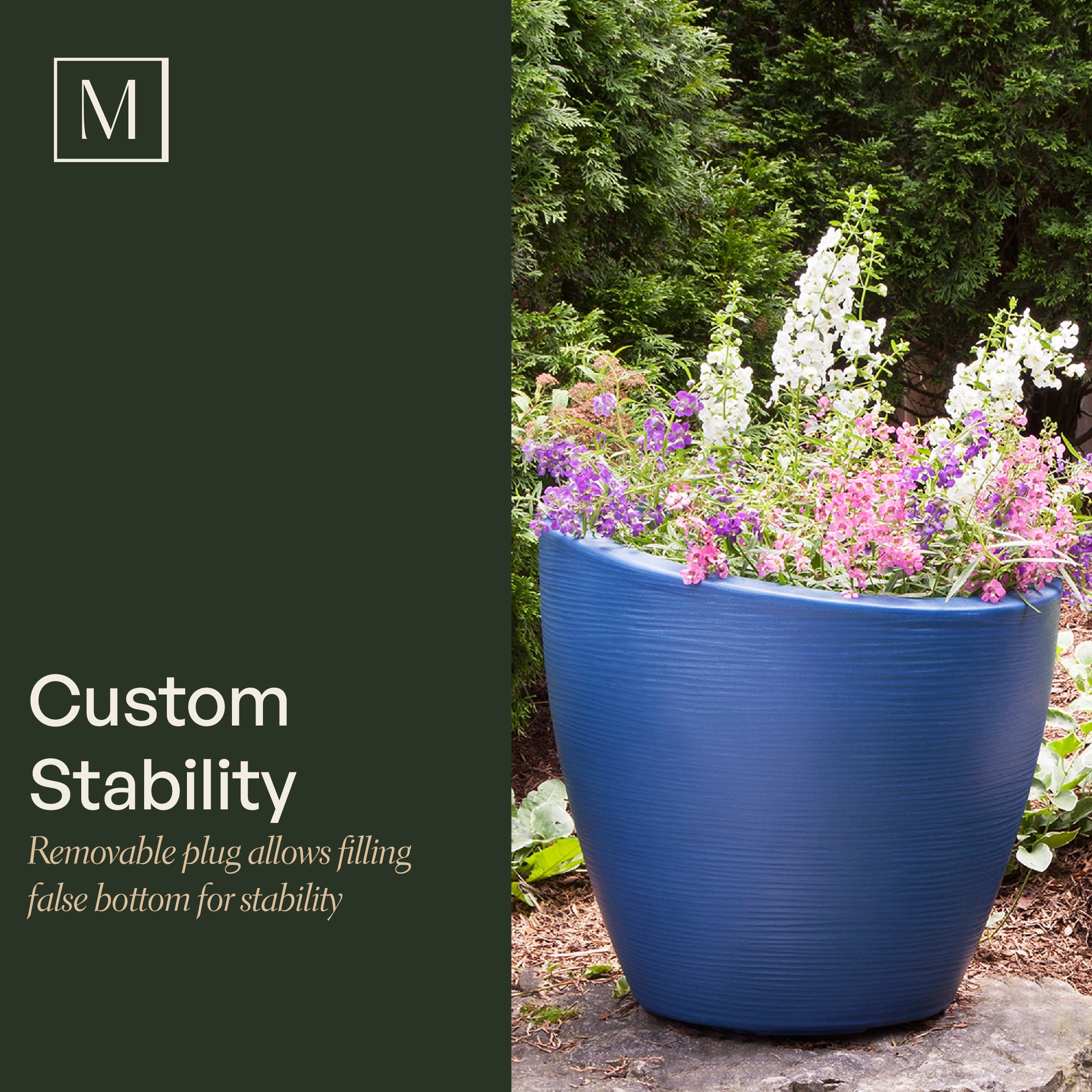 Mayne Modesto 20" x 20" x 20" Round Neptune Blue Plastic Planter