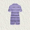 thumbnail image 4 of ¡Liquidación! Pijama informal de manga corta con cuello vuelto para niños de Honeeladyy, color liso, a la moda, para uso diario (morado, 6-7 años), 4 of 5