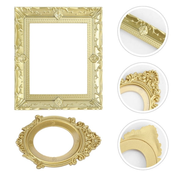 Raindrops  2 Pcs Dollhouse Photo Frame Mini Picture Pictures Vintage Decor