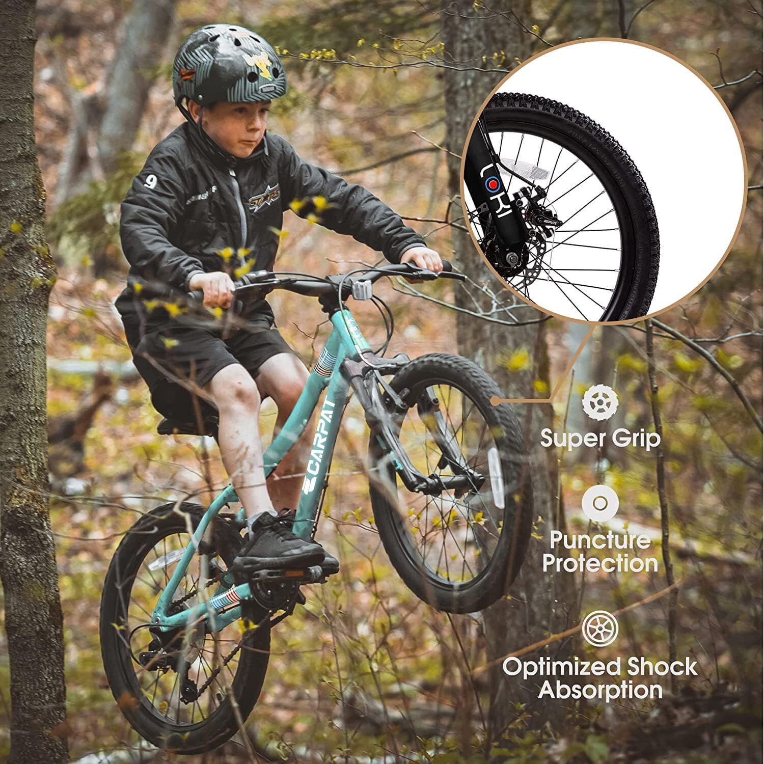 20 Inch Mountain Bike, 7 Speed ​​Steel Frame Suspension Fork Adventure Bicycle, Dual Brakes - Green