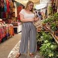 thumbnail image 3 of Agnes Orinda Women's Plus Size Palazzo Pants Stripe Boho Wide Leg Paper Bag Pant Beach Casual Summer Trousers 2X Black, 3 of 8