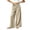 Khaki, variant on Khunlpohl Cotton Linen Pants for Womens Wide Legs Elastic Waist Palazzo Casual Pant Tied Loose Trendy Trousers with Pockets
