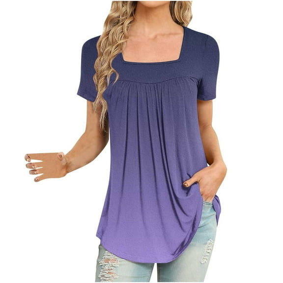 Giftesty Women Printed Casual V-Neck Short Sleeve Loose T-Shirt Blouse Tops