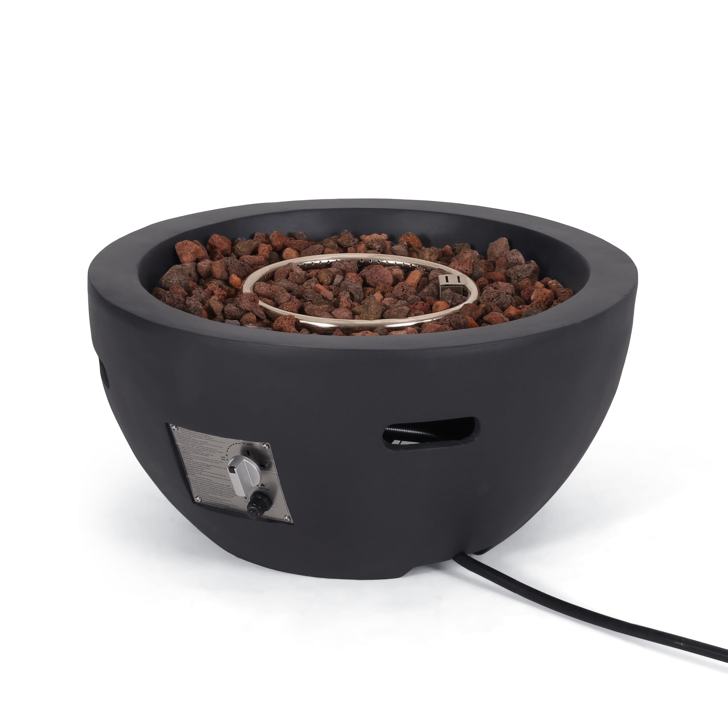 Tulip Lightweight Concrete Outdoor 40,000 BTU Fire Pit Bowl (No Tank Holder), Dark Gray