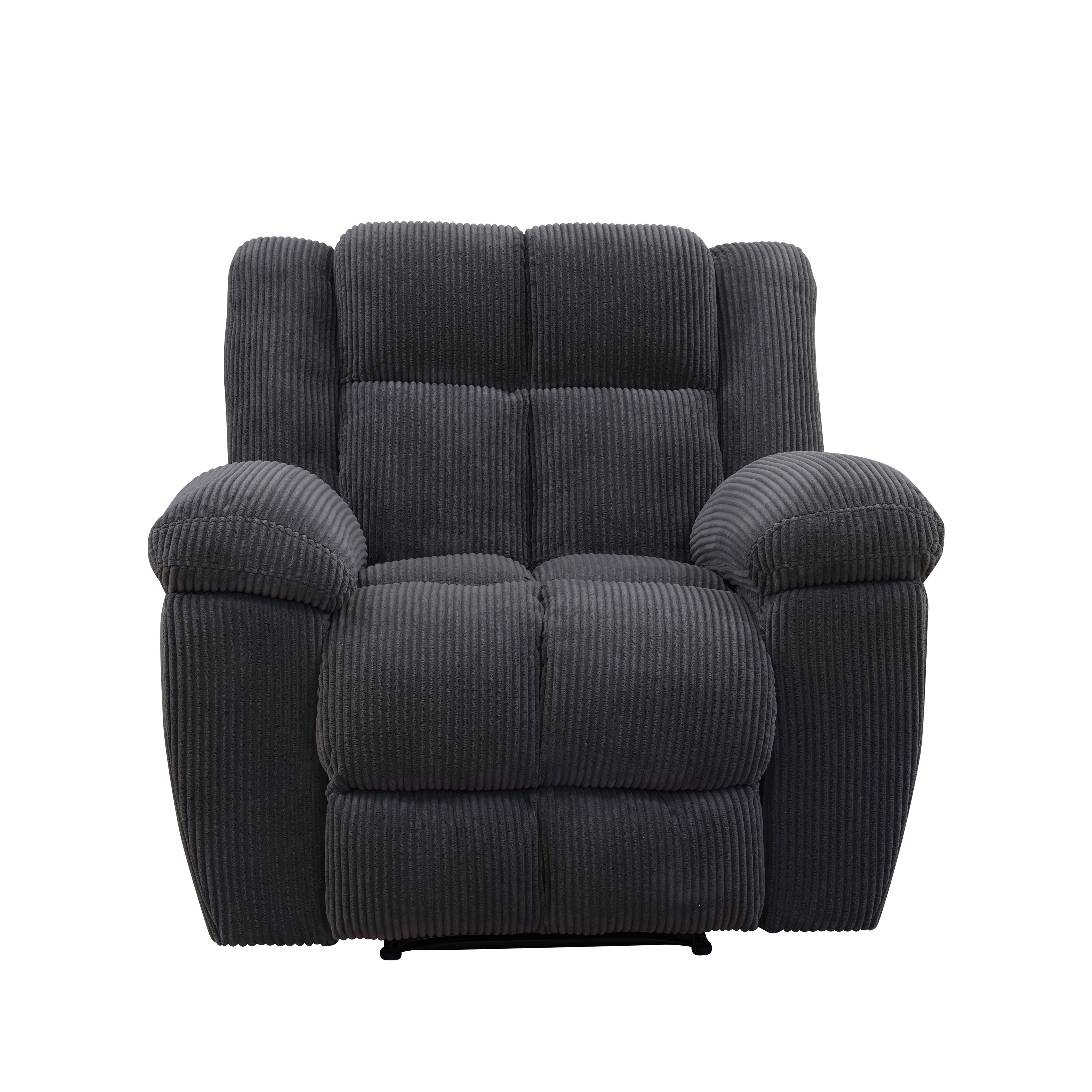 MAYEERTY Recliner Chair, Corduroy Fabric Reclining Chair with Adjustable Backrest for Living Room, Dark Gray
