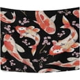 thumbnail image 2 of Ukiyoe Fish Floral Black Tapestry Wall Hanging Tapestries Happy Colorful Hippie Psychedelic Art Polyester Carpet Wall Decorative for Living Room Bedroom 60x51inch, 2 of 7