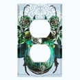 thumbnail image 2 of Metal Light Switch Plate Cover Unique Teal Floral Beetle Blue BUT017, 2 of 13