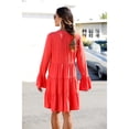thumbnail image 3 of LASCANA Women's Flowy Flared Sleeve Dress Lace Trim, 3 of 6