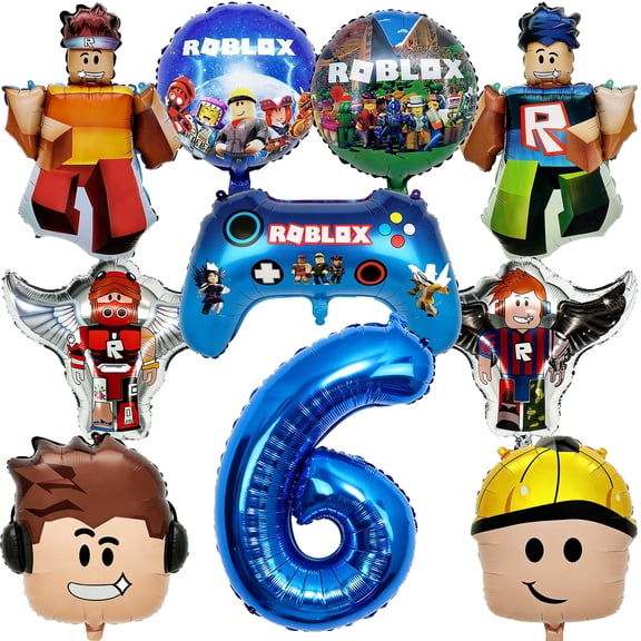 Roblox Birthday Party Balloons Foil，Roblox Balloons,Blue6，10PCS