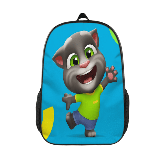 Talking Tom Printed Backpack FSMYJJZY Polyester Backpack with Side Pockets, Adjustable Padded Straps for School and Travel