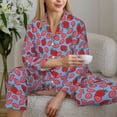 thumbnail image 5 of KLL Strawberries Print Women's Long Sleeve Pajamas with Pants Sleepwear Loungewear 2 Set-XX-Large, 5 of 7