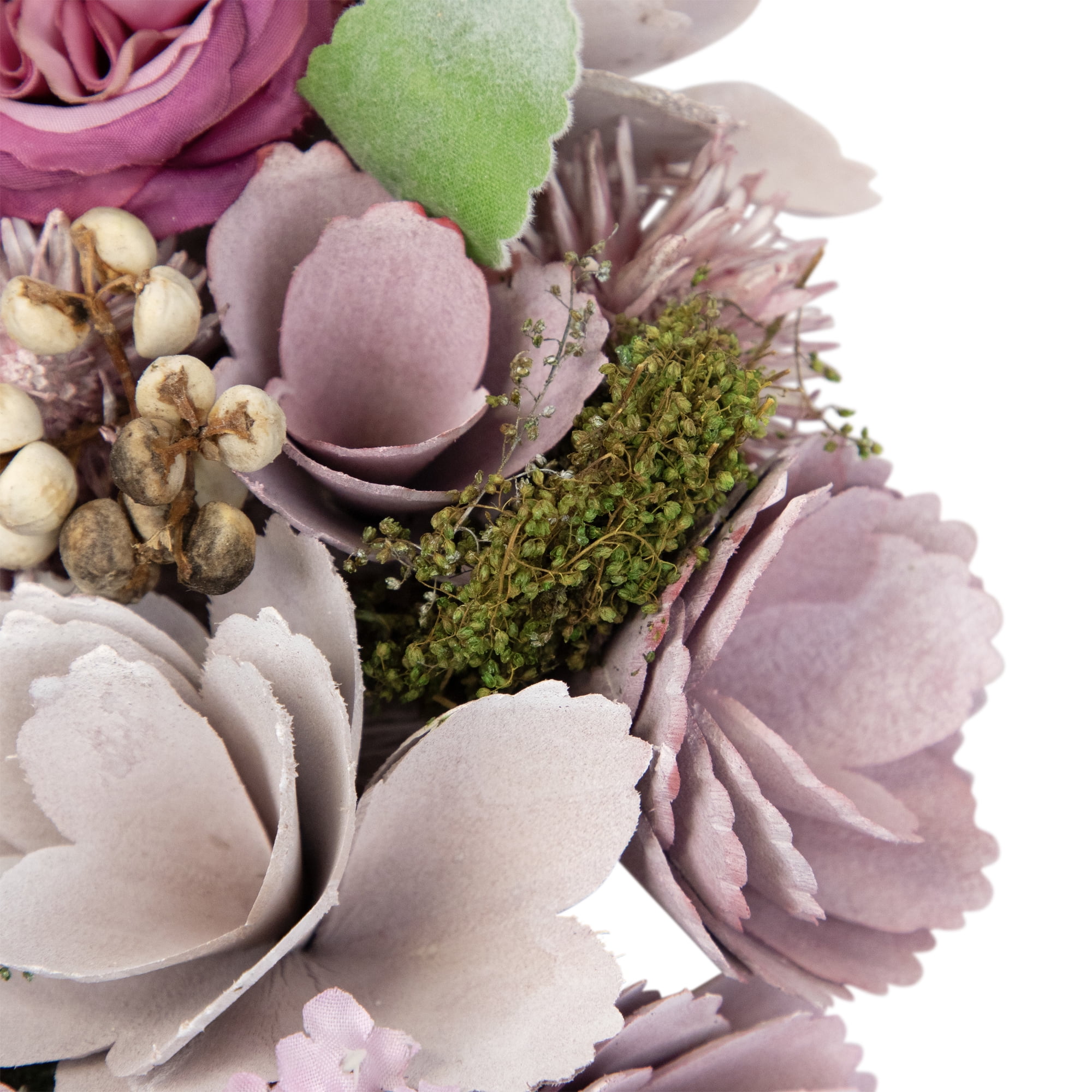 Northlight Wooden Floral Artificial Spring Wreath with Dried Foliage - 13.5" - Purple