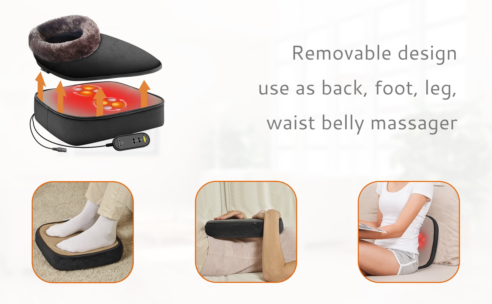 Snailax Shiatsu Foot Massager with Heat- Washable Cover Kneading Foot &  Back Massager, Heated Foot W…See more Snailax Shiatsu Foot Massager with  Heat