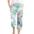thumbnail image 2 of QATAINLAV Capris Pants with Pockets for Women Trendy Dandelion Print Cropped Trousers Summer Casual Drawstring Beach Pants Outdoor Linen Straight Capri Pants Summer Savings Beige S, 2 of 5