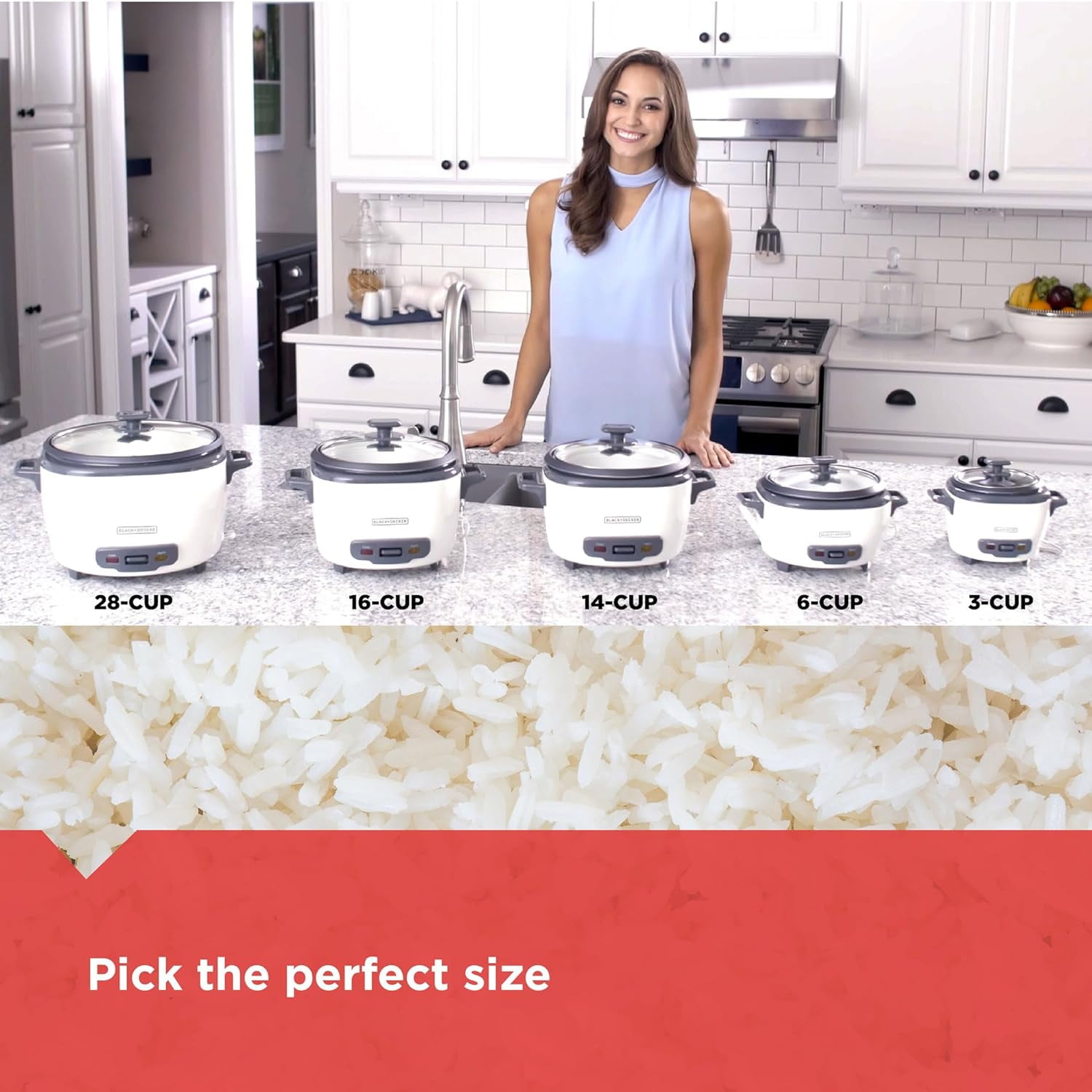 BLACK+DECKER 16-Cup Rice Cooker, White