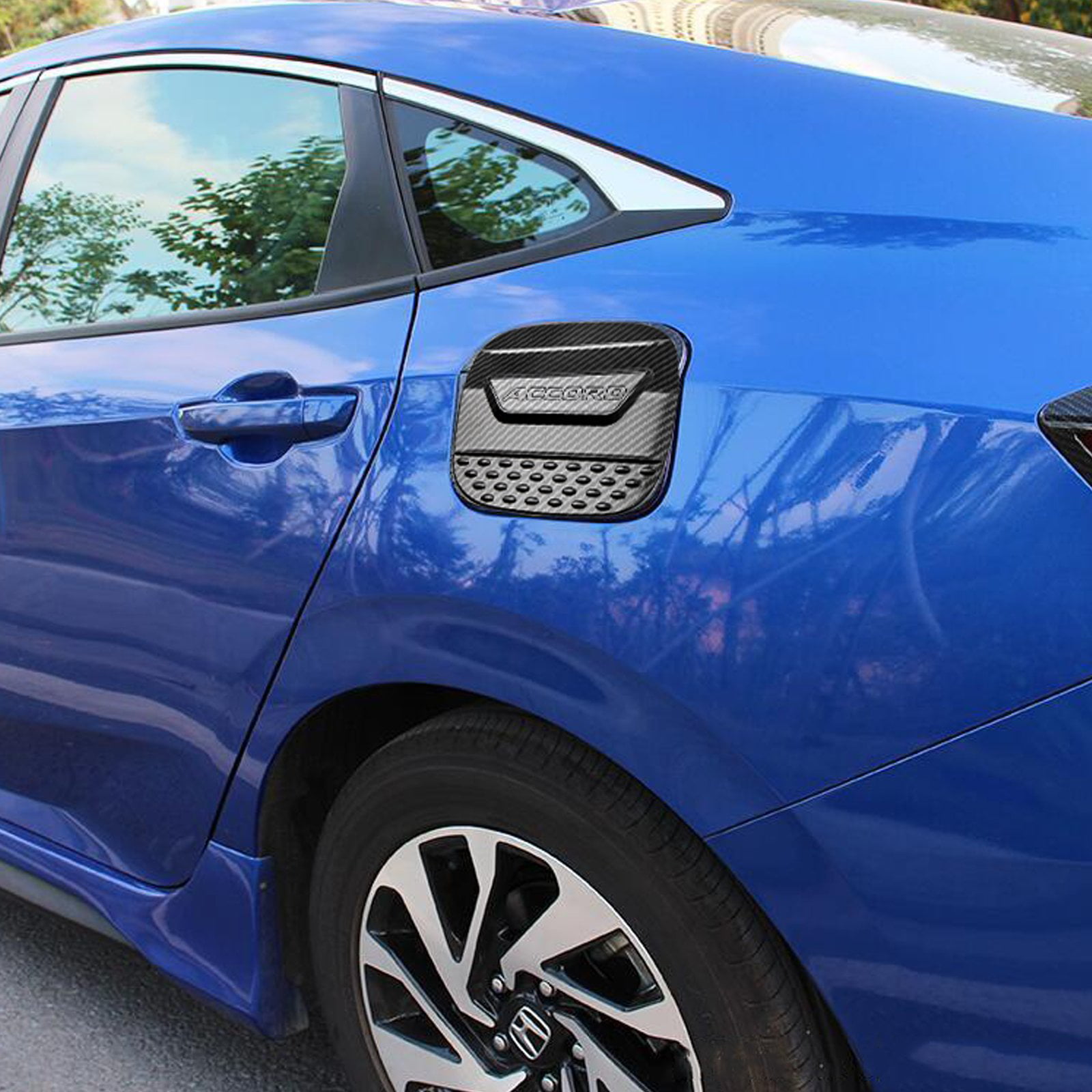 2018-2020 For Honda Accord Carbon Fiber ABS Fuel Filler Gas Tank Cap Cover Trim 