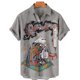 thumbnail image 3 of Camisas japonesas de gato bushido para hombres, ropa con estampado 3D, camisas hawaianas de playa, blusas de manga corta Y2K, ropa vintage, blusa con solapa, 3 of 5