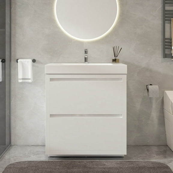 Vanity Art  Single Sink Bathroom Vanity with Resin Top - 36 x 18.5 x 32 in.