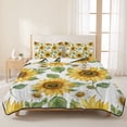 thumbnail image 3 of Twin XL Quilt Set 68''x98'', Sunflower Lightweight Summer Bedspread Coverlet Set with 2 Pillow Shams, Farmhouse Watercolor Botanical Summer Breathable All Season Quilt Bedding for Dorm/Guest Room, 3 of 9