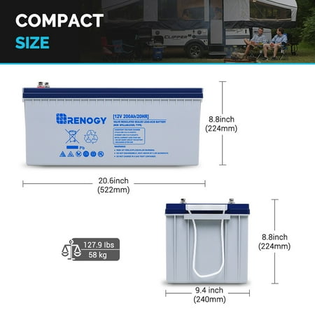 Renogy - 12-Volt 200Ah Deep Cycle Hybrid GEL Battery