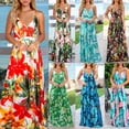 thumbnail image 2 of Women Floral Spaghetti Straps Summer Dress Print for Commuter Elegant Dress Suspenders Beach Dress, 2 of 18