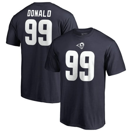 Aaron Donald Los Angeles Rams NFL Pro Line by Fanatics Branded Team Authentic Stack Name & Number T-Shirt - (Best Authentic Korean Food In Los Angeles)