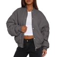 thumbnail image 1 of Chaqueta bomber acolchada corta para mujer PRETTYGARDEN XL gris oscuro, 1 of 4