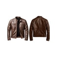 thumbnail image 3 of Men'S Distressed Brown Leather Jacket with Multiple Pockets for Winter Fashion Brown XXXL, 3 of 6
