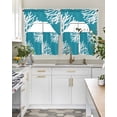 thumbnail image 4 of Teal Blue Coral Coastal Swag Kitchen Curtains Sets for Windows 24 Inch Length, Nautical Ocean Summer Beach Short Window Curtain Panels Swags Valances and Tiers 3 Piece Set for Cafe/Dining Room, 4 of 5