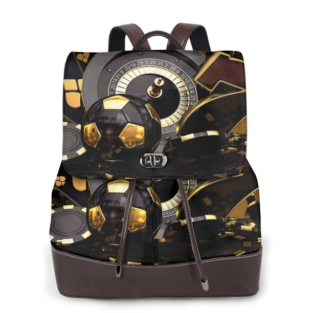 Easygdp Casino Cards Mochila de Cuero para Mujeres, Bolso de Hombro, Bolsos de Mano de Moda para Trabajo y Viajes