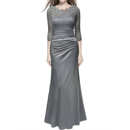 Wedding Bridal Dress Gown - MIUSOL Women's Long Formal Lace Pleated Wedding Dress