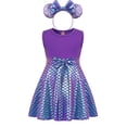 thumbnail image 4 of Vestido de princesa Disney con diadema para niña, 2 piezas, Minnie Mouse, sirena, Ariel, informal, Rapunzel, Blancanieves, verano 2024, 4 of 4