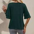thumbnail image 5 of Lixiuxyad Women T-Shirt Womens V Neck Loose Fit T Shirt Double Layer Flounce Short Sleeve Top,Green, 5 of 6