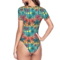 thumbnail image 4 of The Xecao Hawaii Palms Women's Crew Neck Body Suit, a short-sleeved bodysuit and basic swimsuit, both comfort and style for dating and daily life, 4 of 9
