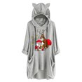 thumbnail image 1 of Top de manga larga con cuello redondo y capucha para mujer con estampado navideño y bolsillo suelto para mujer Pompotops FGAJ11242, 1 of 6