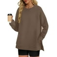 thumbnail image 2 of Cmfcve Women's Plus Size Sweatshirt Crew Neck Side Slit Loose Tunic Tops Raglan Long Sleeve Athletic Pullover Top, 2 of 4