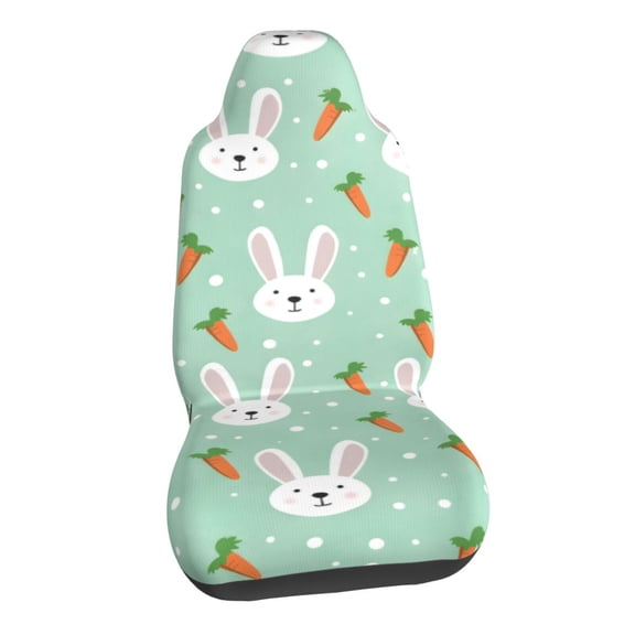 Easter Day Rabbit And Carrot Pattern Car Seat Covers Stretch Car Seat Protectors Universal Fit