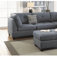 thumbnail image 6 of 3-Piece Sectional Sofa - Blue Grey Polyfiber, Reversible Chaise, Ottoman & Pillows for US Homes, 6 of 13