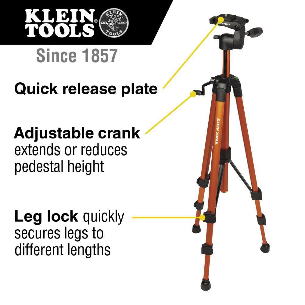 Klein Tools 22 Inch To 61 Inch Adjustable Lightweight Aluminum Tripod With Mount