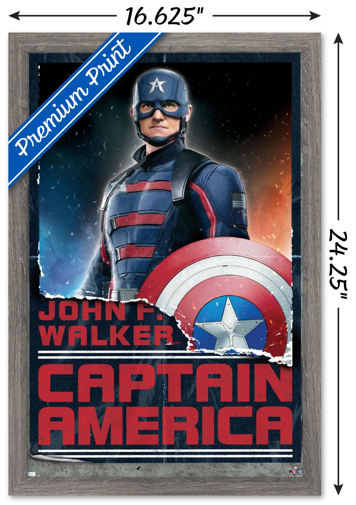 Marvel Falcon and Winter Soldier - John F. Walker Wall Poster, 14.725" x 22.375", Framed