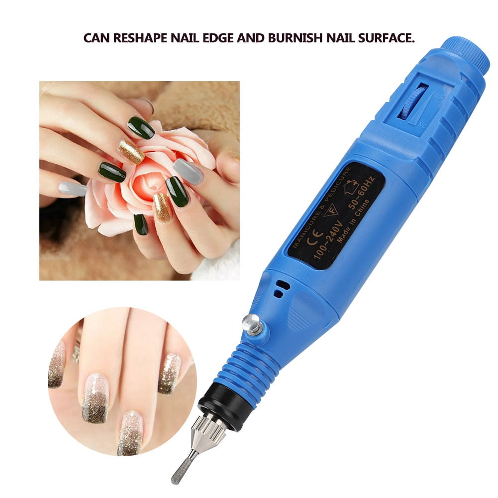 Riousery Professional Electric Manicure Nail Toe Drilling Machine with 30Pcs Grinding Head Set, High Speed Portable Efile for Acrylic Nails and Gel Polish Removal, 100-240V Blue (8.6 inches / 22 cm)